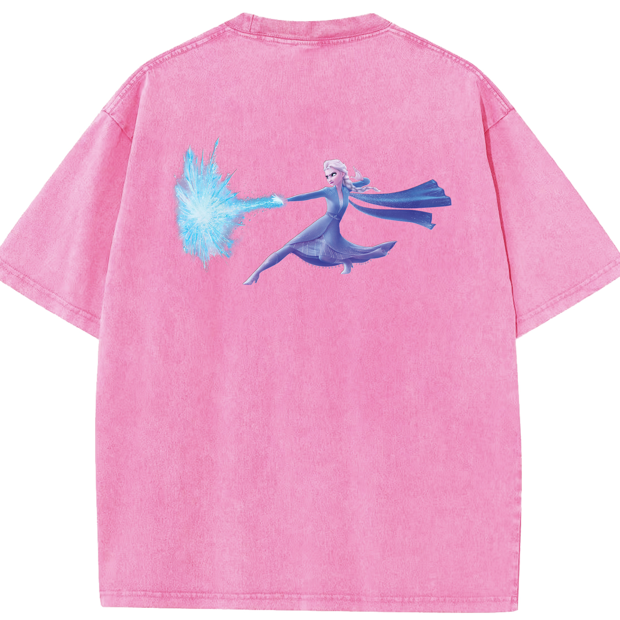 （画像用） アナと雪の女王 アンナ エルサ Frozen Anna Elsa 綿100% ヴィンテージ風 半袖Tシャツ（背面プリント）